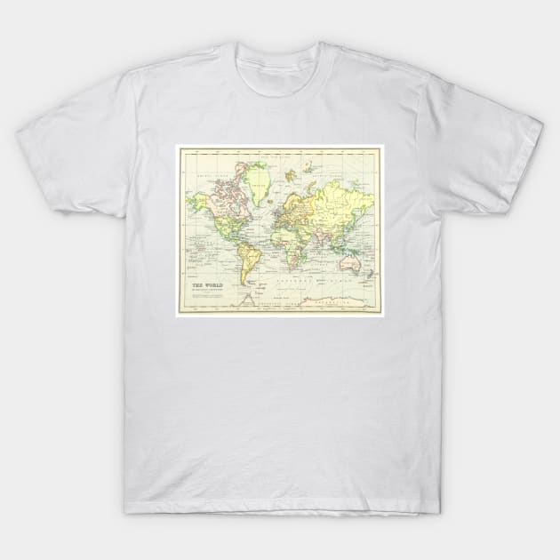 Vintage Map of The World (1899) T-Shirt by Bravuramedia